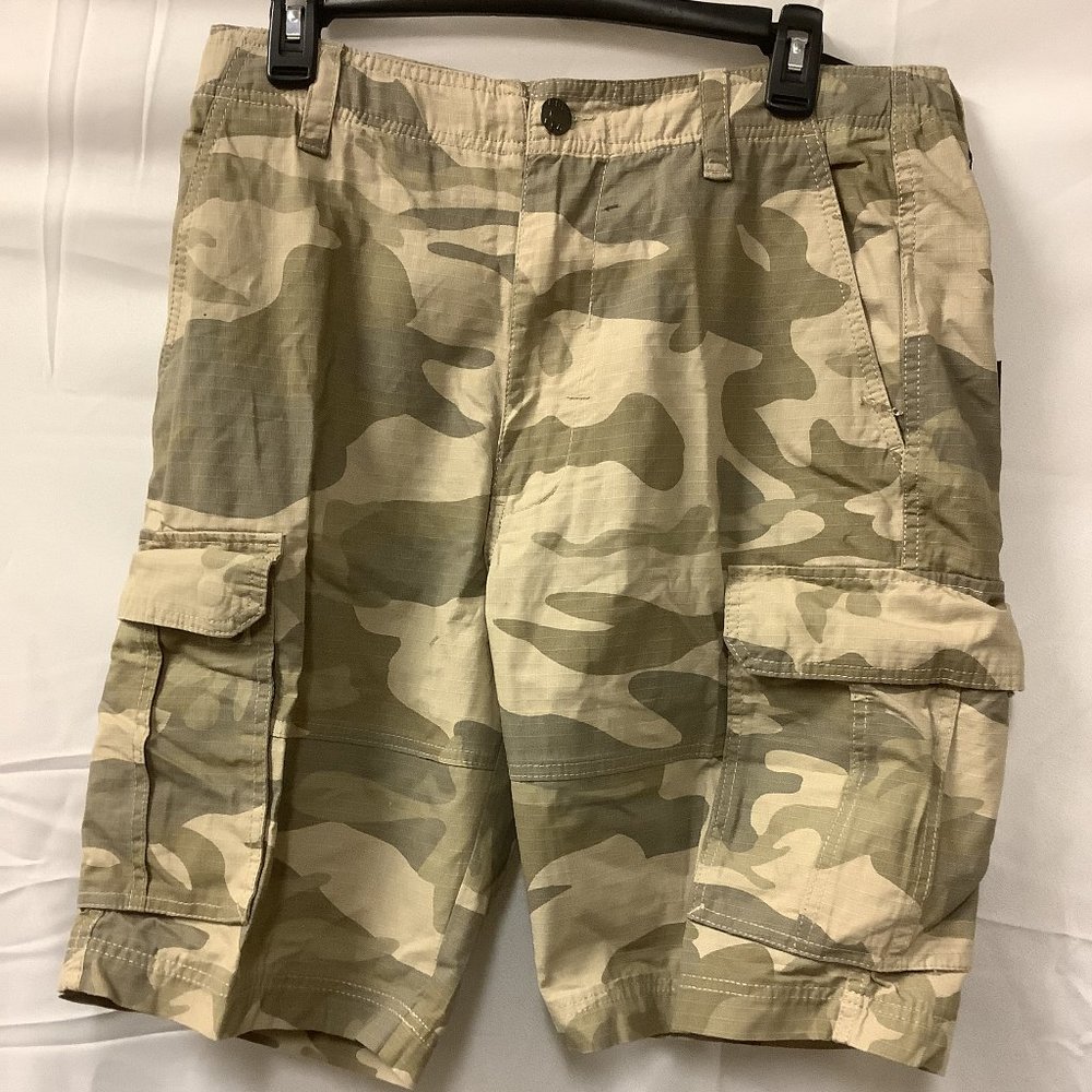 CSG Mens Beige Unity Camoflauge Cotton Casual Hiking Cargo Shorts Size 34